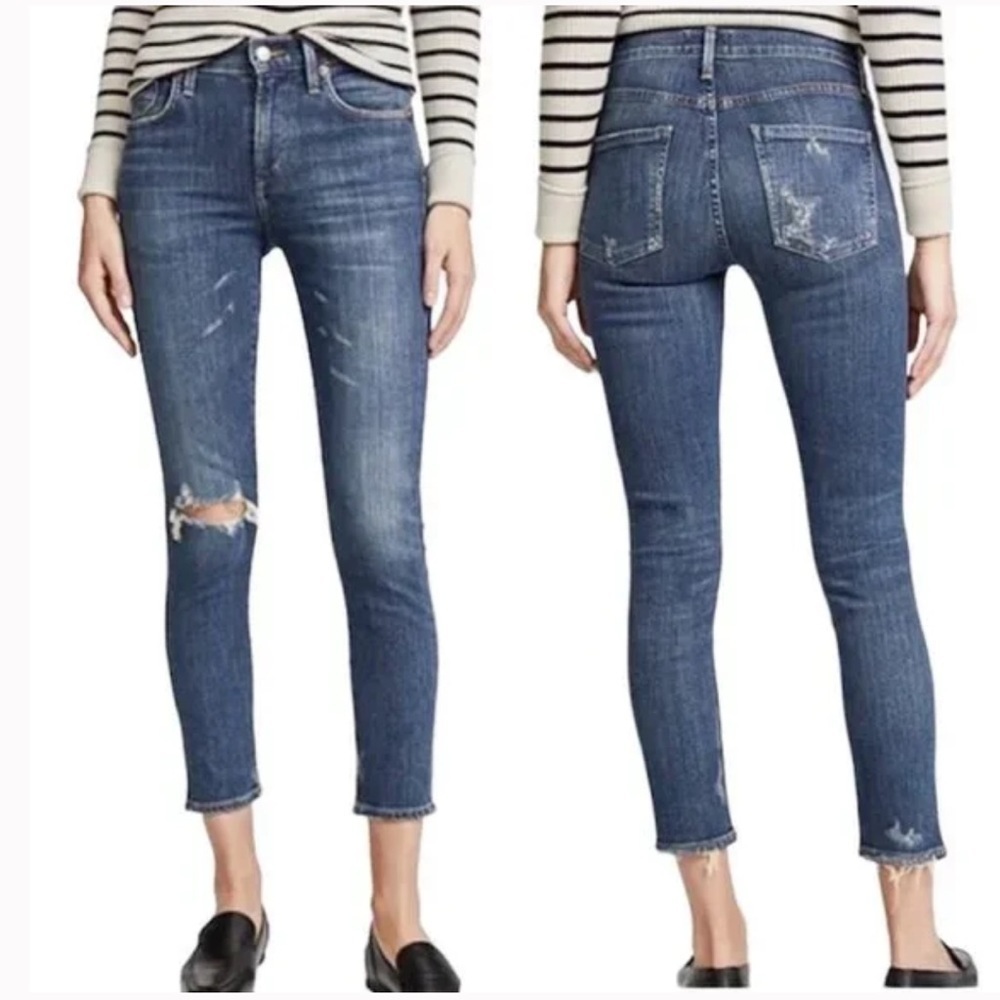 Agolde Sophie Skinny Crop in Santa Fe Distressed Blue Denim Jeans Women’s Sz 25
